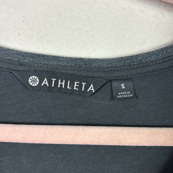 Athleta Dark Gray Ruched Long Sleeve Scoop Neck Bodycon Dress size Small - Picture 3 of 6